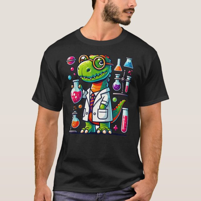 Funny Scientist Dinosaur, Smart Scientist Dino, Ki T-Shirt (Vorderseite)