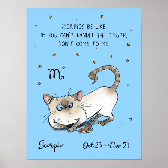 Funny Scorpio Poster Zodiac Cat Star Schild Poster (Vorne)