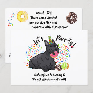 Funny Scott Terrier Dog Donuts Geburtstagsparty Einladung