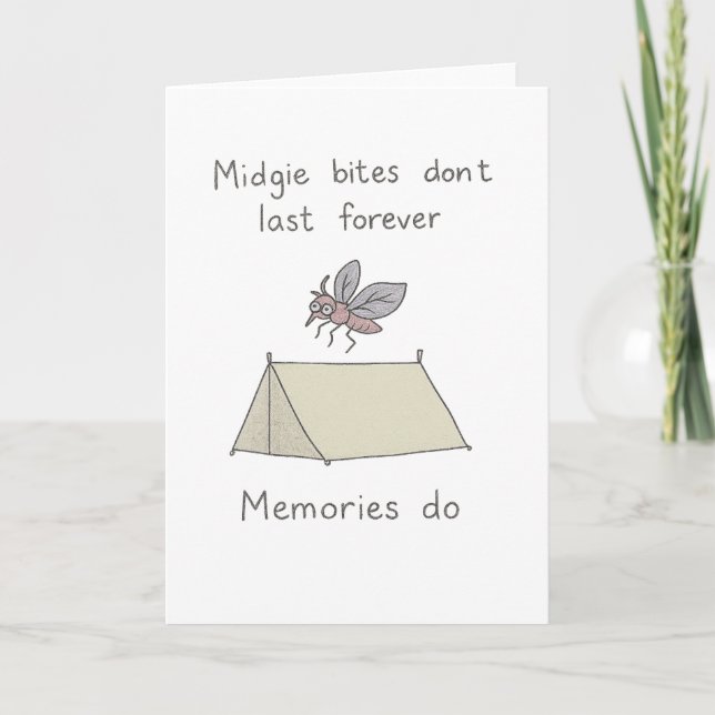 Funny Scottish Camping Holiday Midgie Karte (Vorderseite)