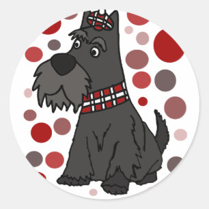 Funny Scottish Terrier and Circles Art Runder Aufkleber