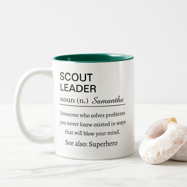 Funny Scout Leader Definition Zweifarbige Tasse (Mit Donut)