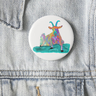 Funny Screening Goat Animal Art Malerei Design Button