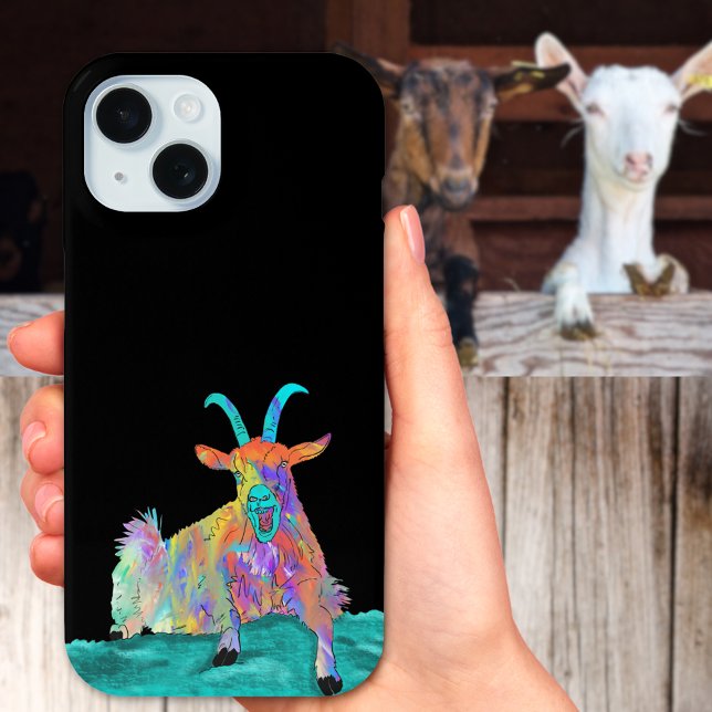Funny Screening Goat Case-Mate iPhone Hülle (Funny screaming goat colorful farm animal art humor phone case)