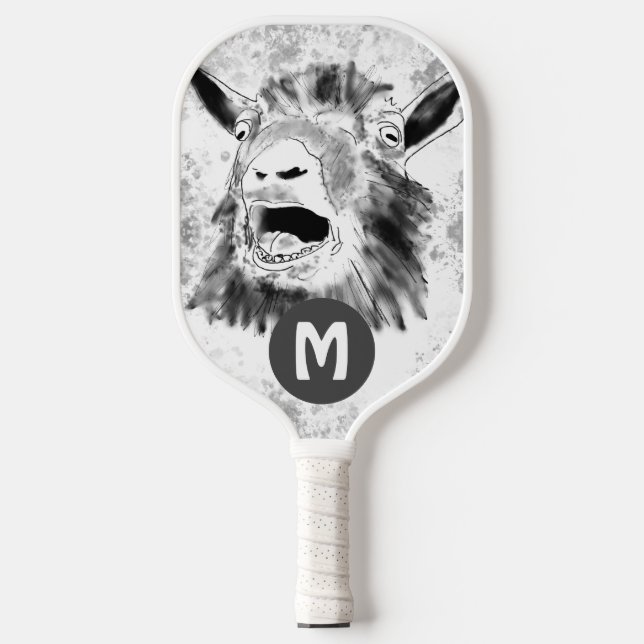 Funny Screening Goat Monogram Pickleball Schläger (Vorderseite)