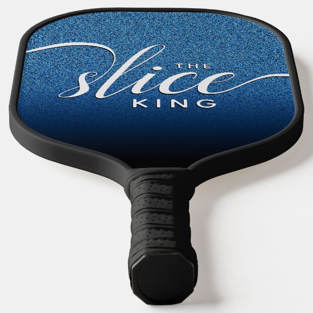 Funny Script der Slice King Blue Glitzer Pickleball Schläger (Ablage )