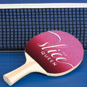 Funny Script Girl The Slice Queen Pink Glitzer Tischtennis Schläger