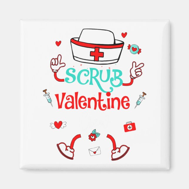 Funny Scrub Valentines Day Nurse Crew Family Group Magnet (Vorne)