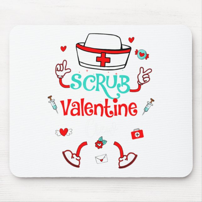 Funny Scrub Valentines Day Nurse Crew Family Group Mousepad (Vorne)