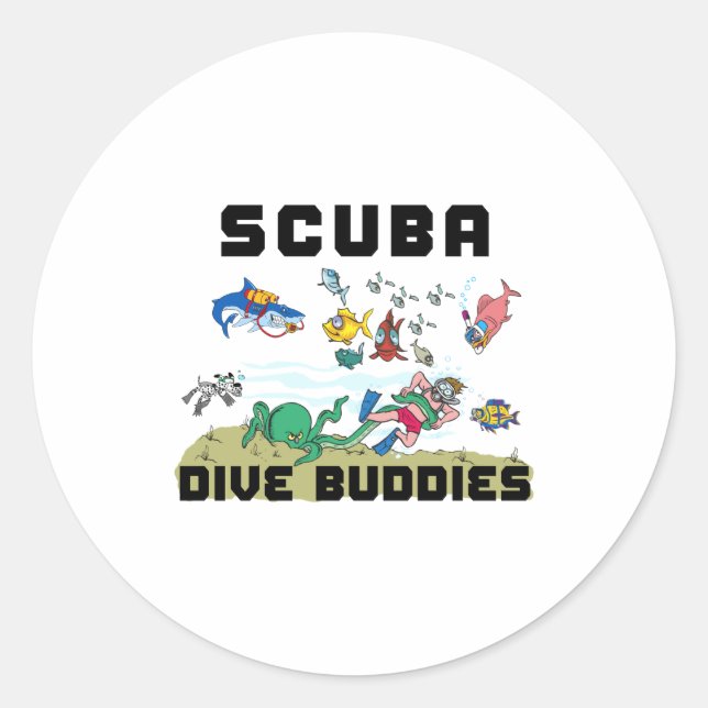 Funny Scuba Dive Buddy  Runder Aufkleber (Vorderseite)