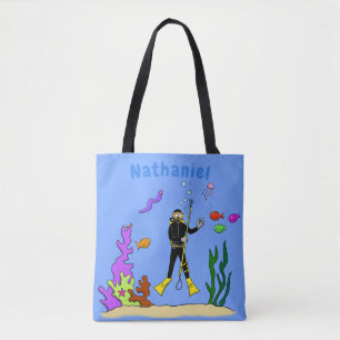 Funny Scuba Diver und Fischarten Cartoon