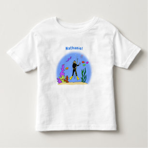 Funny Scuba Diver und Fischarten Cartoon Kleinkind T-shirt