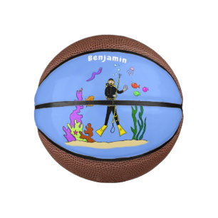 Funny Scuba Diver und Fischarten Cartoon Mini Basketball