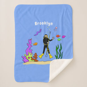 Funny Scuba Diver und Fischarten Cartoon Sherpadecke