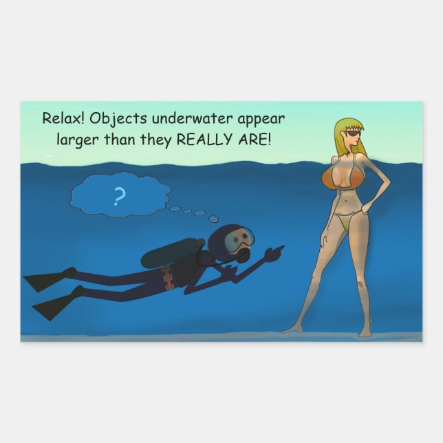 FUNNY SCUBA DIVER UNDERWASSERMÄDCHEN, TAUCHGIFT RECHTECKIGER AUFKLEBER (Vorderseite)