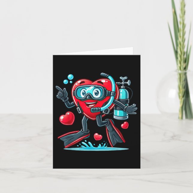 Funny Scuba Diving Heart Valentine Scuba Diving Wo Karte (Vorderseite)