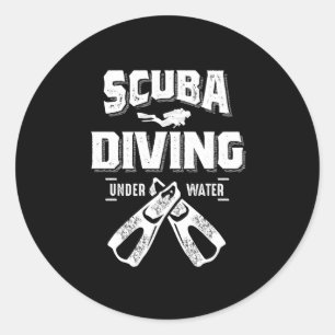 Funny Scuba Diving T Shirt für Taucher Runder Aufkleber
