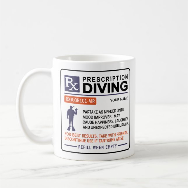 Funny Scuba Diving Tasse Design (Links)