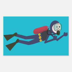 FUNNY SCUBA TAUCH, TANK UND MASK SCUBA GEAR RECHTECKIGER AUFKLEBER
