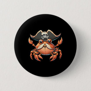 Funny Sea Creature Ocean Pirate Crab Jagd Saille Button