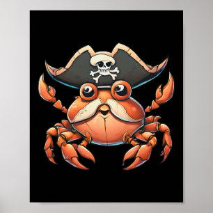 Funny Sea Creature Ocean Pirate Crab Jagd Saille Poster