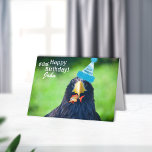 Funny Sea Fake Birdka ・Glücklicher Geburtstag Karte<br><div class="desc">Der blaue mit Augen,  schwarze Meereshawk mit seinem niedlichen Goldfisch für sein Geschenk macht einen blauen,  unscharfen und lustigen Geburtstagshut.  Im Innern auch Wünsche für einen Geburtstag,  die angepasst werden können.  Sehen Sie sich die Vorlagen auf der rechten Seite an.</div>