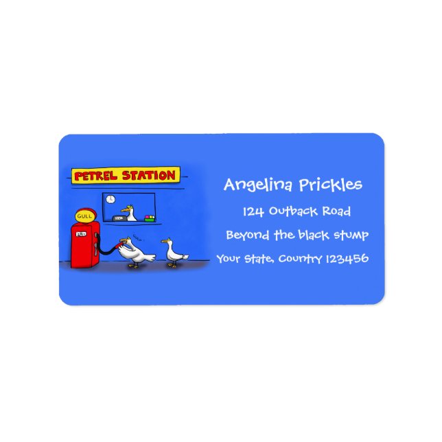 Funny Sea Gulls Cartoon Spaß Adressaufkleber (Vorne)