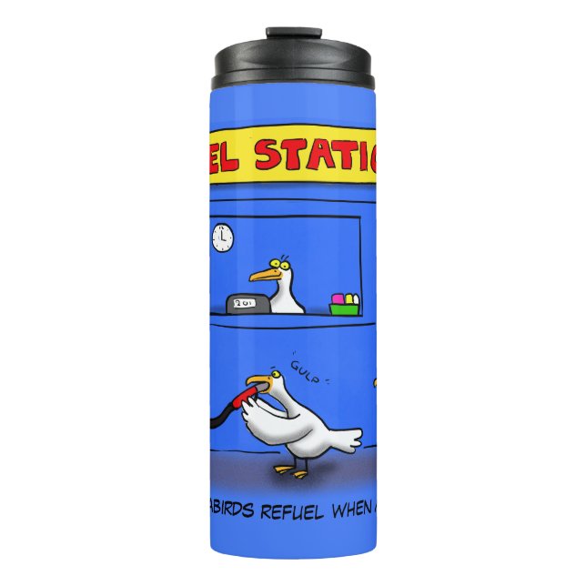 Funny Sea Gulls Cartoon Spaß Thermosbecher (Vorderseite)