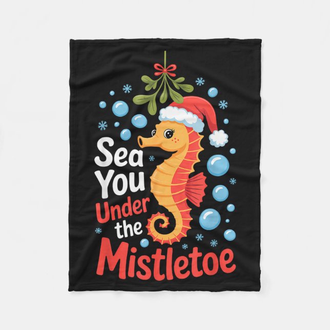 Funny Sea Horse Christmas Seahorse Santa Hat Kids  Fleecedecke (Vorderseite)