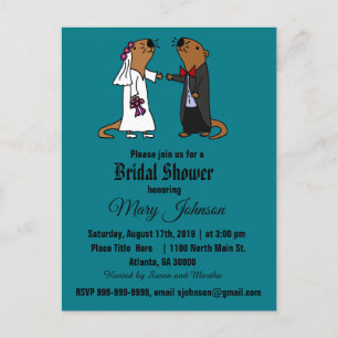 Funny Sea Otter Braut und Groom Wedding Einladungspostkarte