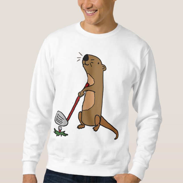 Funny Sea Otter Golf spielen Sweatshirt (Vorderseite)