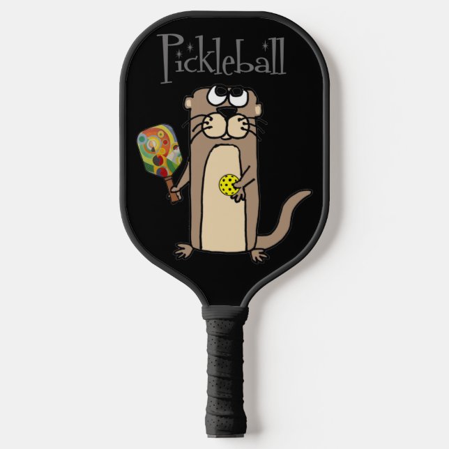 Funny Sea Otter Pickleball Cartoon Pickleball Schläger (Vorderseite)
