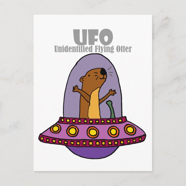 Funny Sea Otter UFO unbekannter Flugotter Postkarte (Vorderseite)