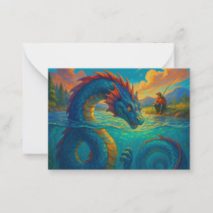 Funny Sea Schlange spielt mit einer Fantasie der F Mitteilungskarte