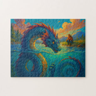 Funny Sea Schlange spielt mit einer Fantasie der F Puzzle
