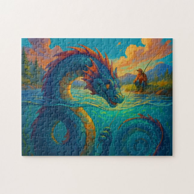 Funny Sea Schlange spielt mit einer Fantasie der F Puzzle (Horizontal)