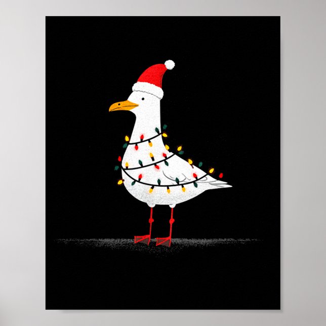 Funny Seagull Christmas Graphics Animal Lights Lov Poster (Vorne)