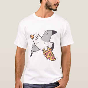 Funny Seagull fliegt mit Pizza Slice ab T-Shirt