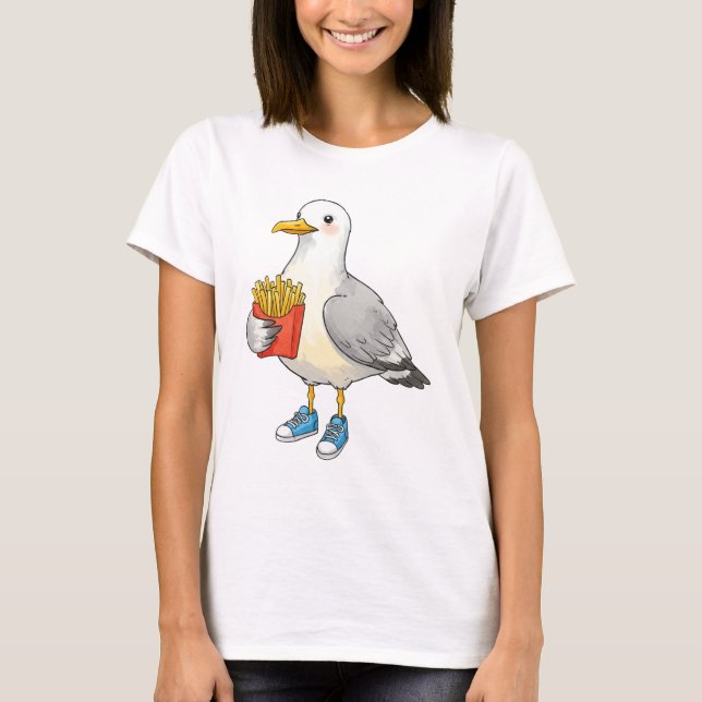 Funny Seagull Fries Sneakers T-Shirt (Vorderseite)