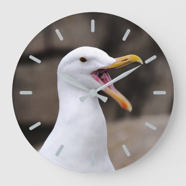FUNNY Seagull Große Wanduhr (Vorderseite)