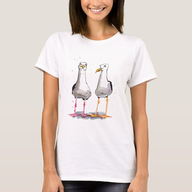 Funny seagull ink zeichnend - comicale Möwen T-Shirt (Vorderseite)