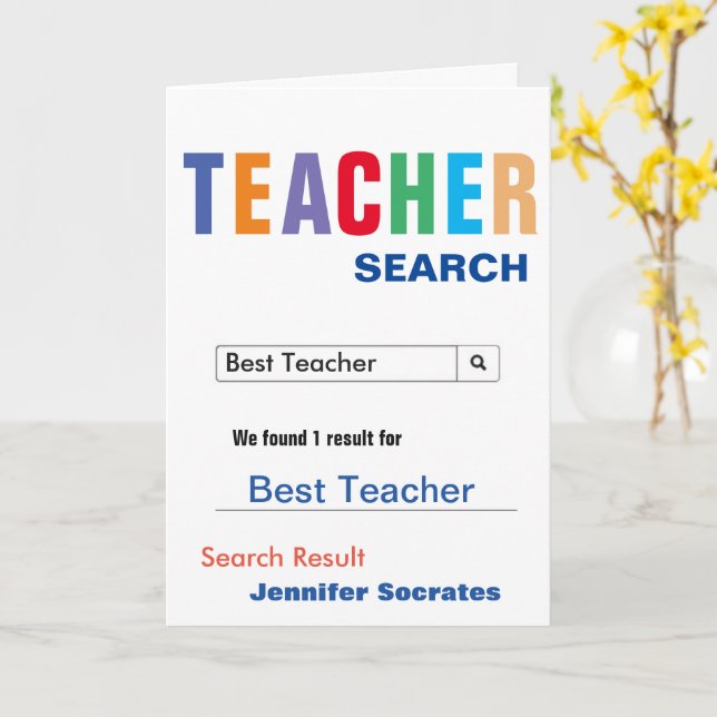 Funny Search Best Teacher Card Karte (Gelbe Blume)