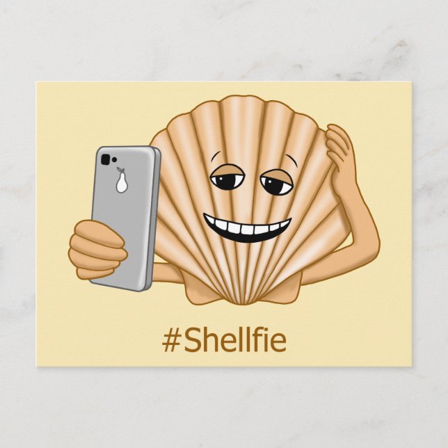 Funny Seashell Nie Handy Shellfie Selfie Postkarte (Vorderseite)