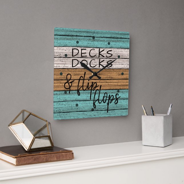 Funny Seaside Zitat Art Quadratische Wanduhr (Büro)