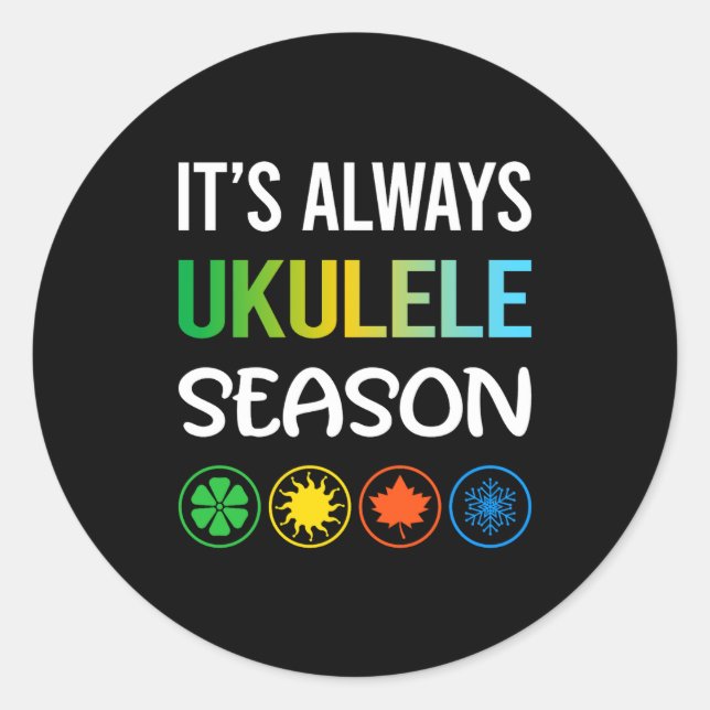Funny Season Ukulele  Runder Aufkleber (Vorderseite)