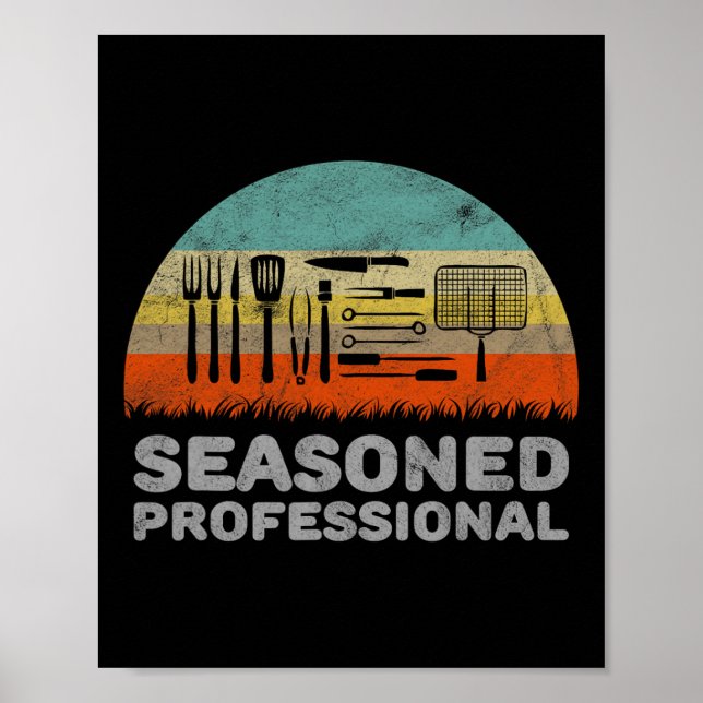 Funny Seasoned Beruflich Barbecue Pub Poster (Vorne)