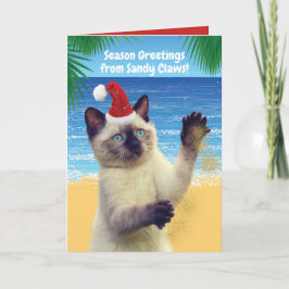 Funny Season's Gruß von "Sandy Claws" Cat Feiertagskarte