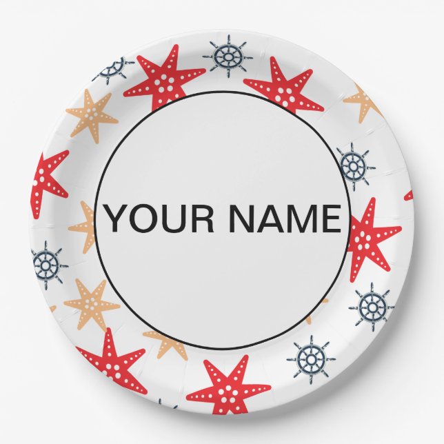 Funny Seastes und Steerwheels Muster Pappteller (Vorderseite)