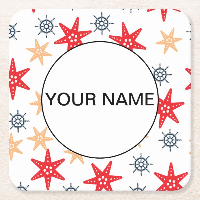 Funny Seastes und Steerwheels Muster Rechteckiger Pappuntersetzer (Vorderseite)