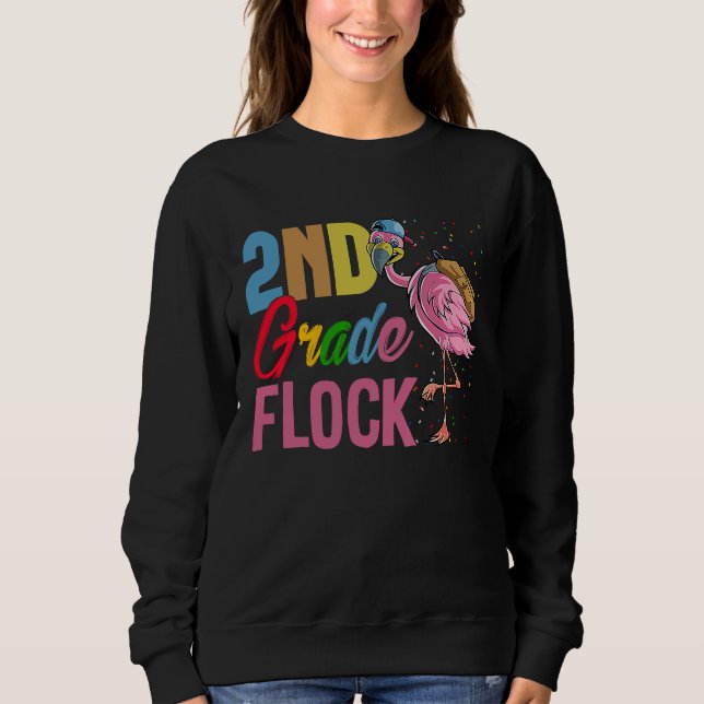 Funny Second Grade Flock Pink Flamingo First Day O Sweatshirt (Vorderseite)